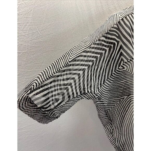 Isabel Marant Etoile Black Striped sheer 3/4 sleeve silk top Blouse sz 42 us MED - Picture 4 of 14
